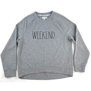 Rae Dunn Womens Size S Weekend Sweatshirt Gray Long Sleeve Crew Neck
